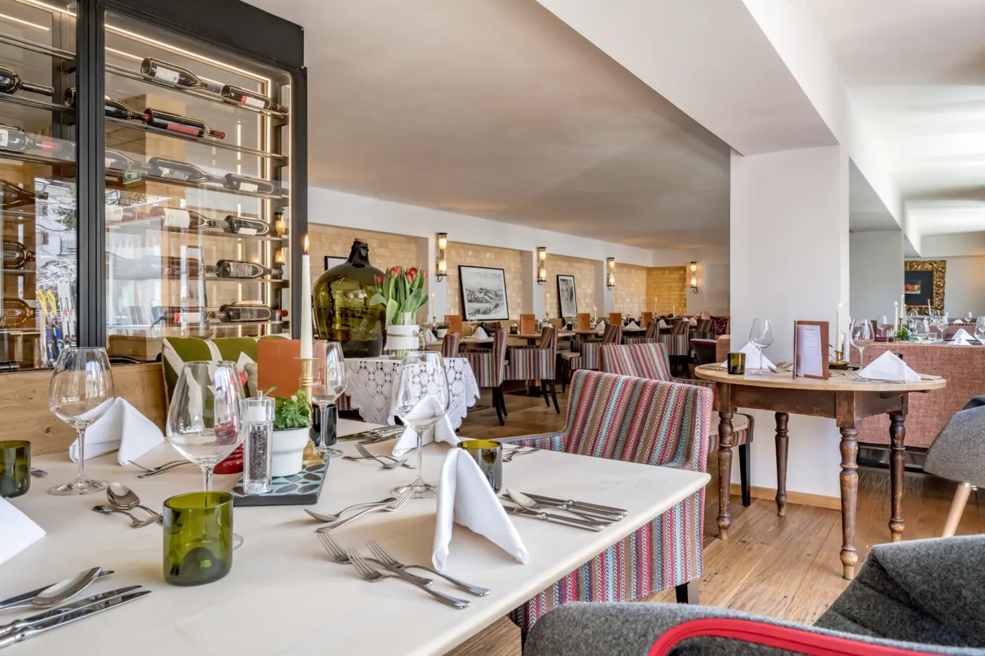 The bright dining room of the Panorama Restaurant