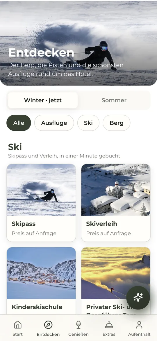 Die Mondschein App: Entdecken im Winter mit Skipass, Skiverleih, Kinderskischule und privatem Ski- und Bergführer